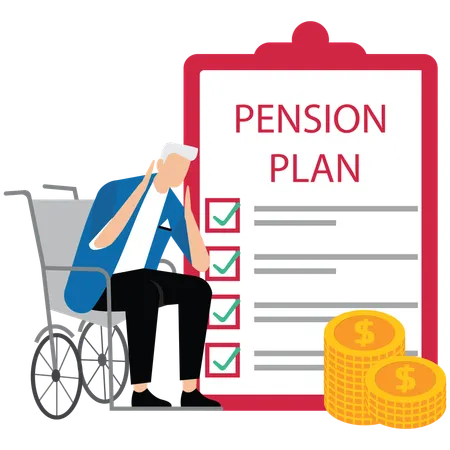 Pension plan with senior character  Illustration
