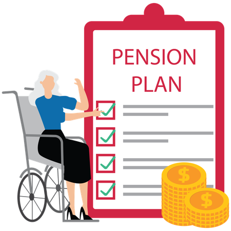 Pension plan with senior character  Illustration