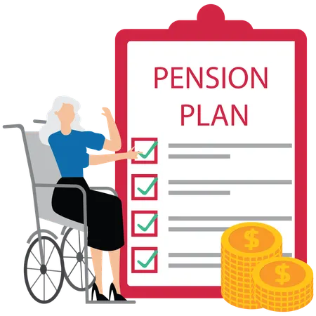 Pension plan with senior character  Illustration