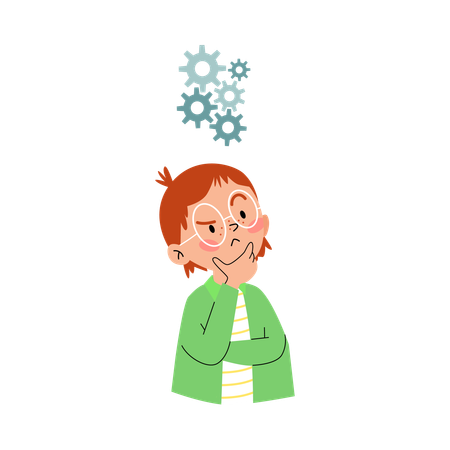 Pensive child thinking over question or task  Illustration