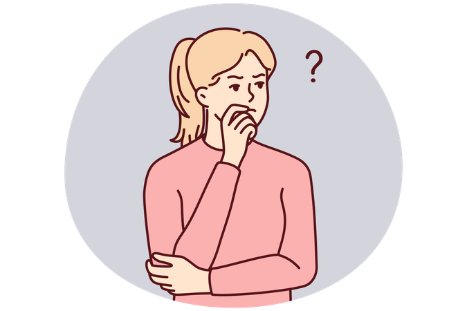 Pensive woman feel frustrated thinking  Illustration