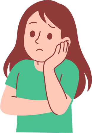 物思いにふける女性のイラスト  イラスト