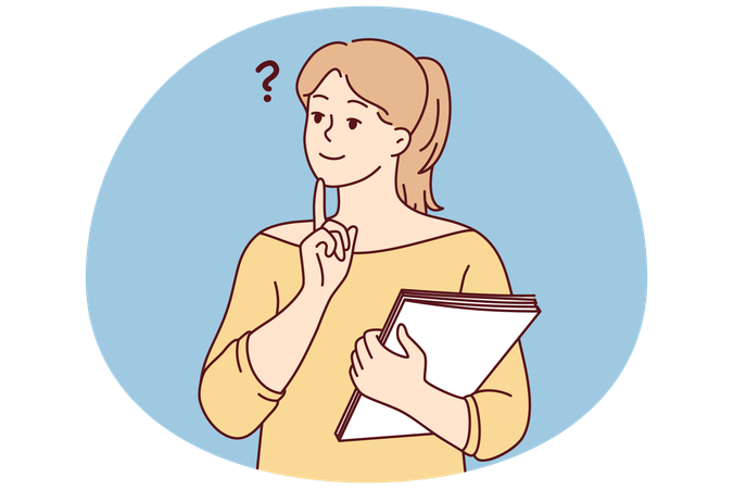 Pensive woman thinking making decision  Illustration