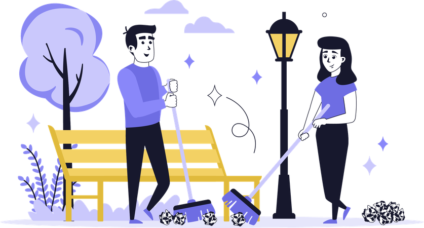 Peolpe working on waste collection  Illustration