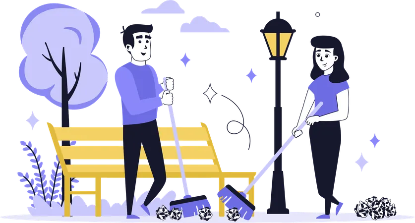 Peolpe working on waste collection  Illustration