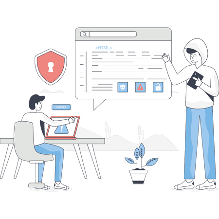 People access cyber security services on laptop  Illustration