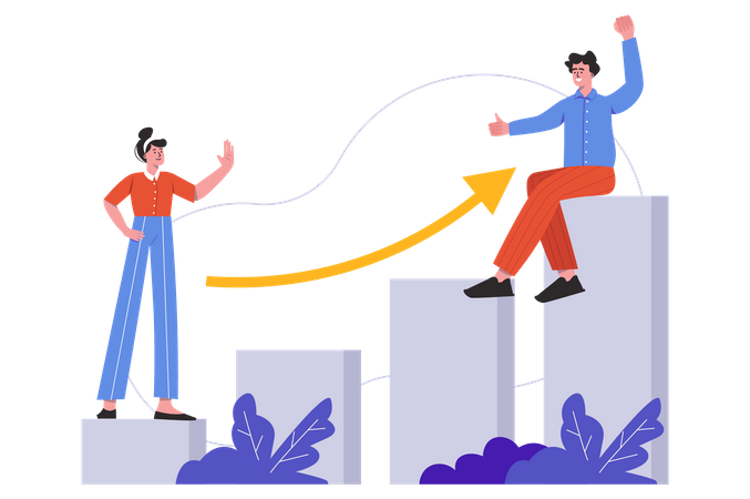 People achieve career goals  Illustration