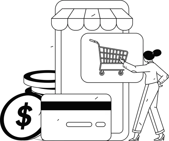 People add product to cart in online shopping app  Illustration