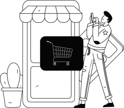 People add product to cart in online shopping app  Illustration