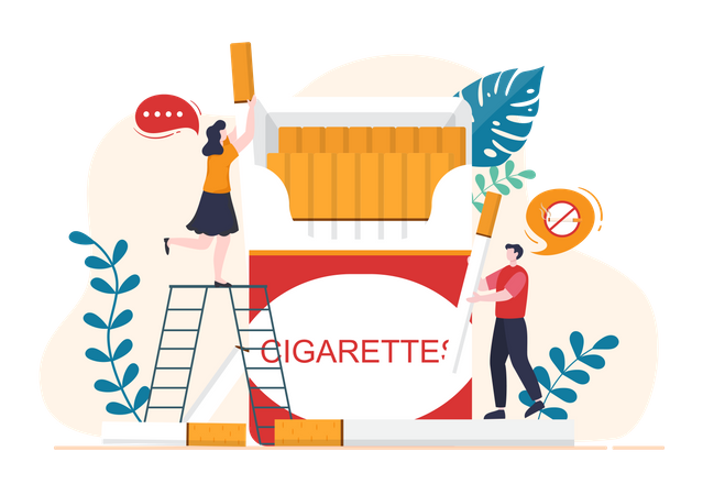 People addicted by Cigarettes Illustration