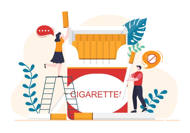 People addicted by Cigarettes Illustration
