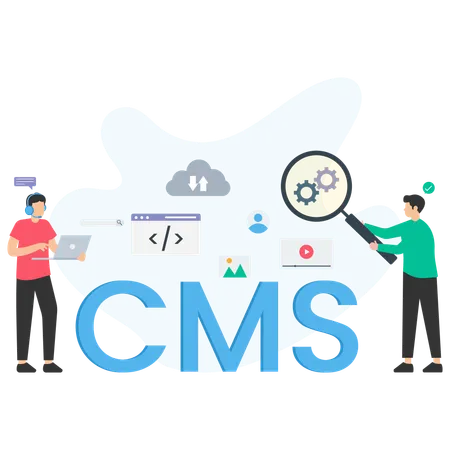 CMS を分析する人々  イラスト