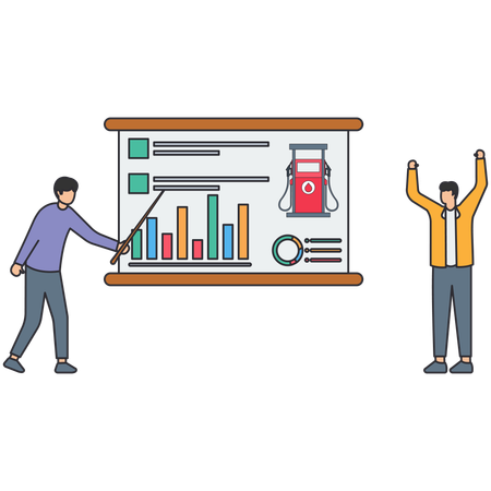 People analysing fuel market  Illustration