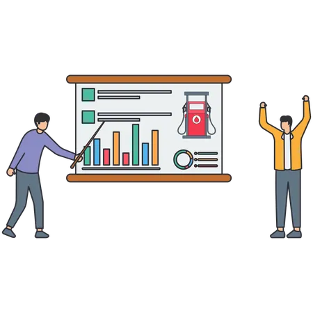 People analysing fuel market  Illustration