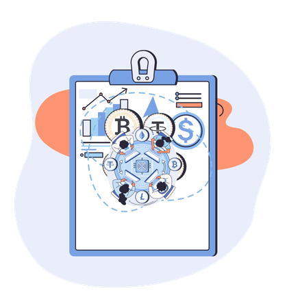 People analyze marketplace digital stock market  Illustration