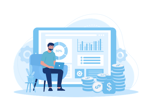 People analyzing business data  Illustration