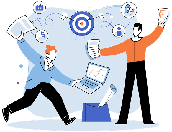 People analyzing business strategy  Illustration