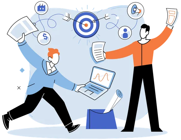 People analyzing business strategy  Illustration