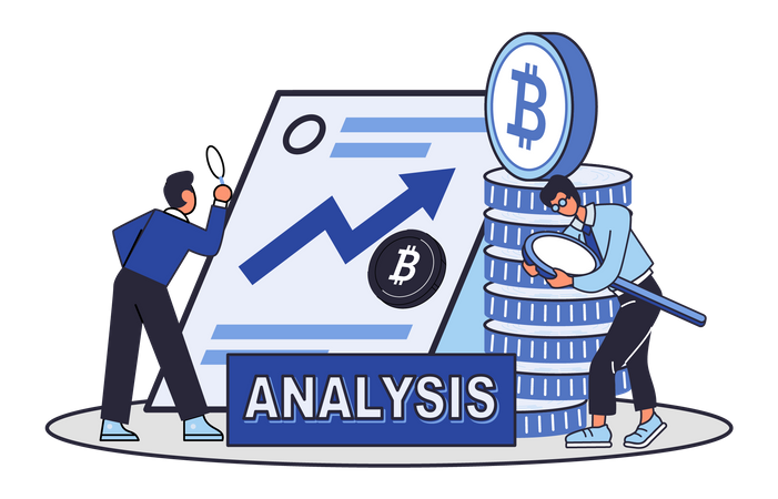 People analyzing Cryptocurrency Illustration