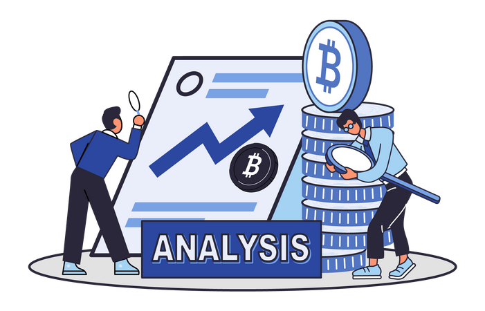 People analyzing Cryptocurrency  Illustration