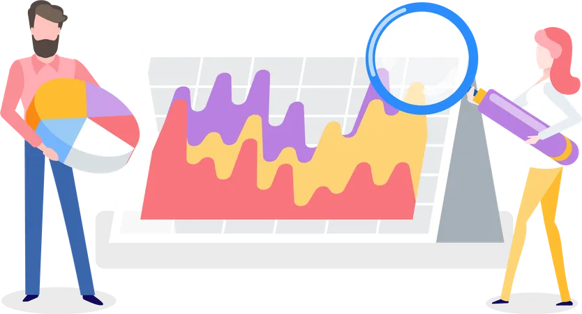 People analyzing data on board  Illustration