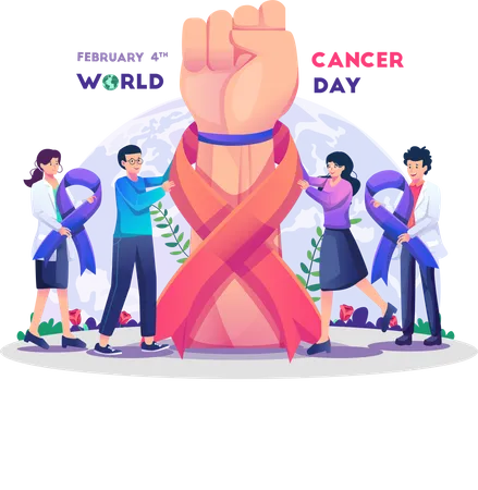 People and doctor flight for cancer Illustration