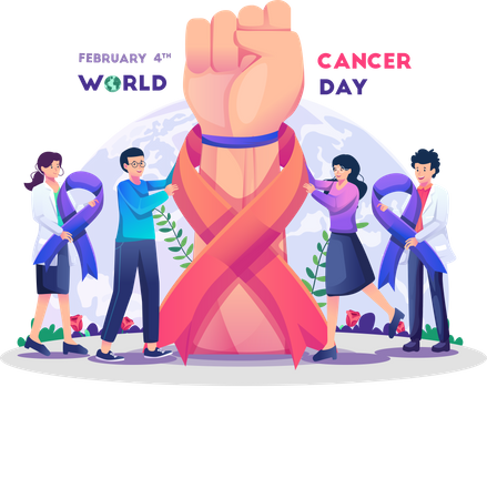 People and doctor flight for cancer  Illustration