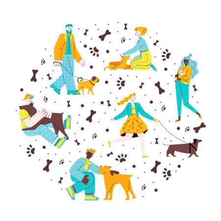 People and dogs Illustration
