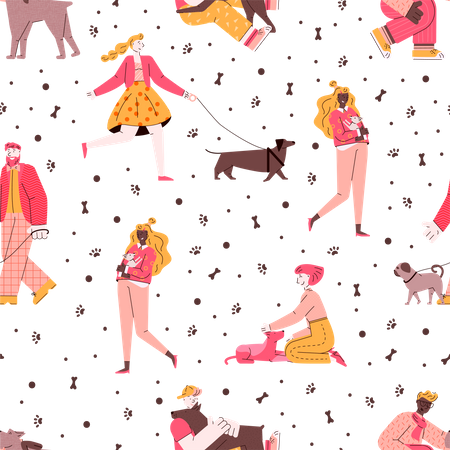 People and dogs  Illustration