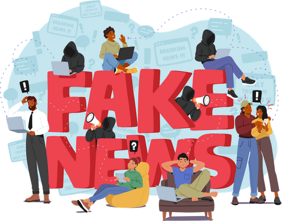 People And Fake News  イラスト