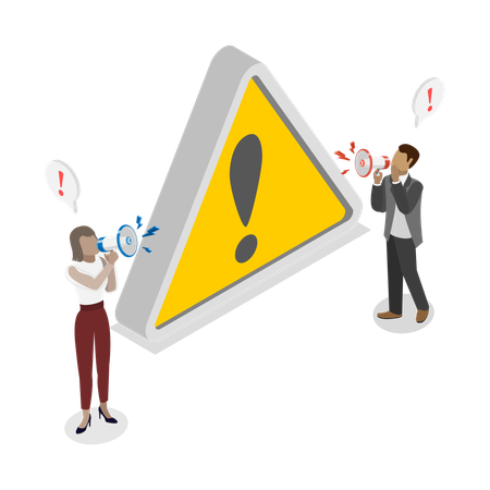 People announcing Warning Information  Illustration