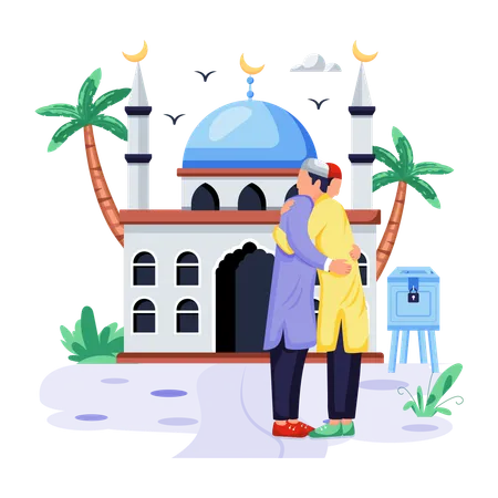 Easy To Edit Flat Illustration Of Eid Day Illustration