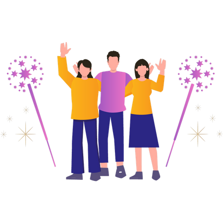 People are celebrating New Year  Illustration