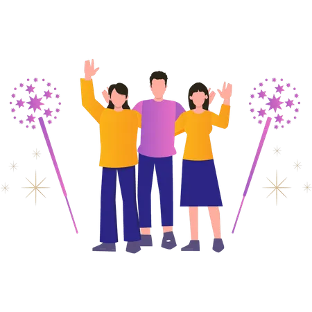 People are celebrating New Year  Illustration