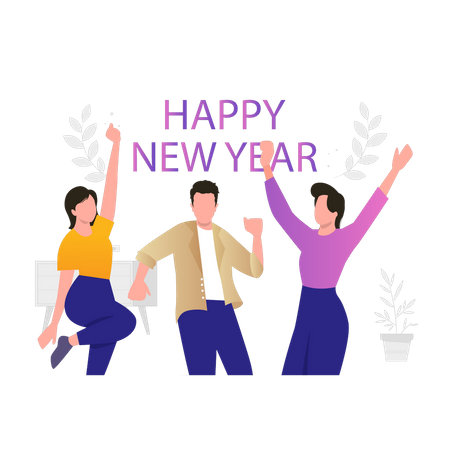 People are celebrating New Year  Illustration