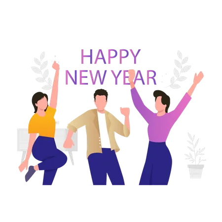 People are celebrating New Year  Illustration