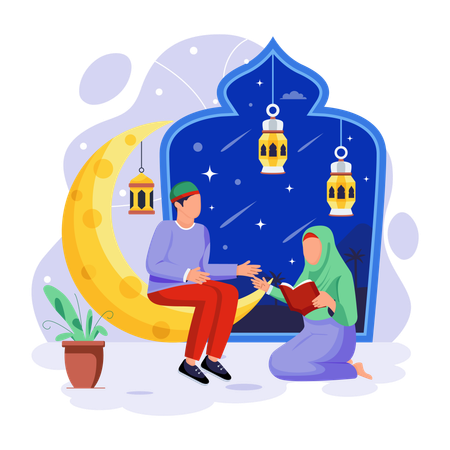 People are celebrating Ramadan night  Illustration