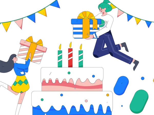 People are celebrating their birthday  Illustration