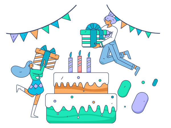 People are celebrating their birthday  Illustration