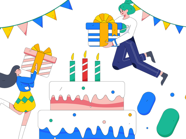 People are celebrating their birthday  Illustration