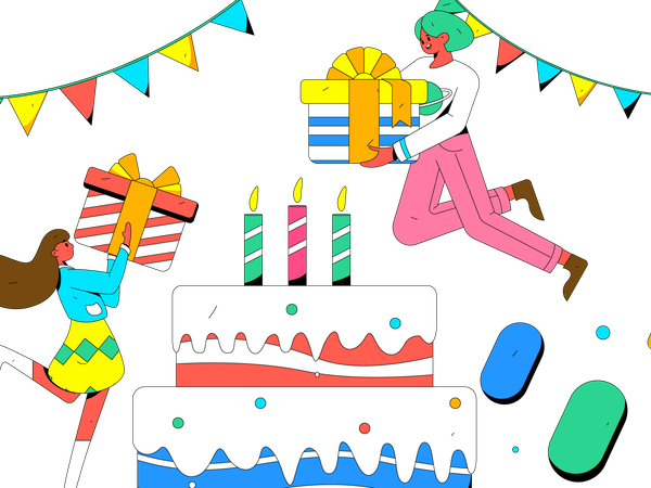 People are celebrating their birthday  Illustration