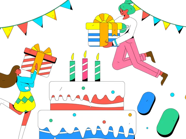 People are celebrating their birthday  Illustration