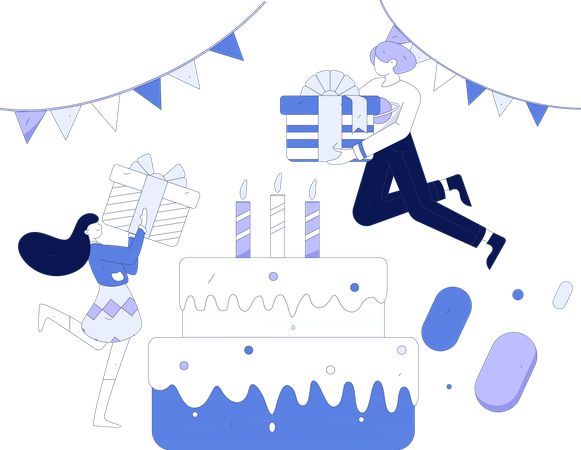 People are celebrating their birthday  Illustration