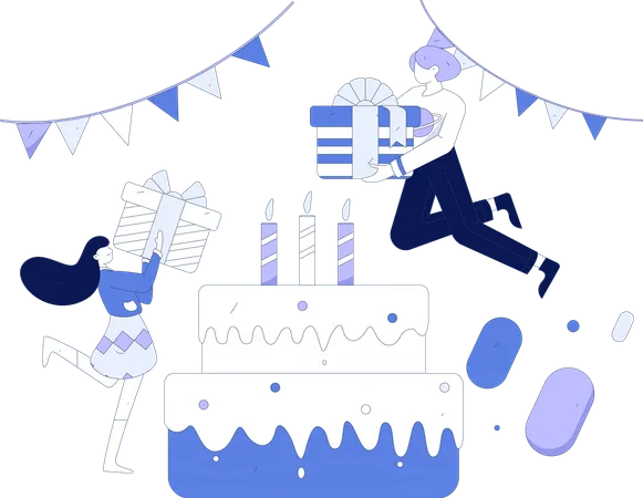 People are celebrating their birthday  Illustration