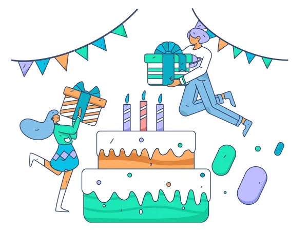 People are celebrating their birthday  Illustration