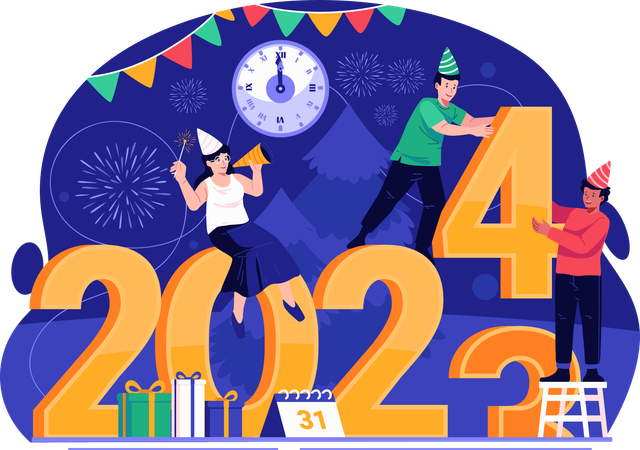 People Are Changing the Letter of the Year in Preparation for the New Year 2024  Illustration