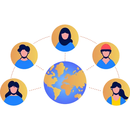 People Are Connected Worldwide Illustration