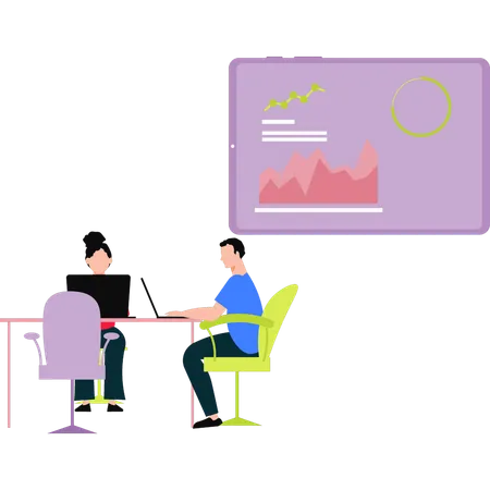 People are discussing business presentation  Illustration