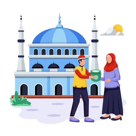 Editable Flat Illustration Of Ramadan Charity Illustration