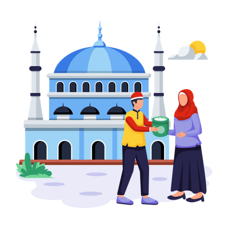 People are doing Ramadan charity  Illustration